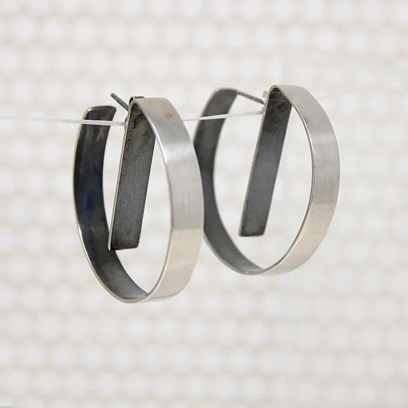 Mod Chic Sterling Silver Hoop Earrings