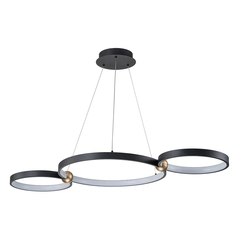 Modern 3-Rings LED Dimmable Linear Chandelier