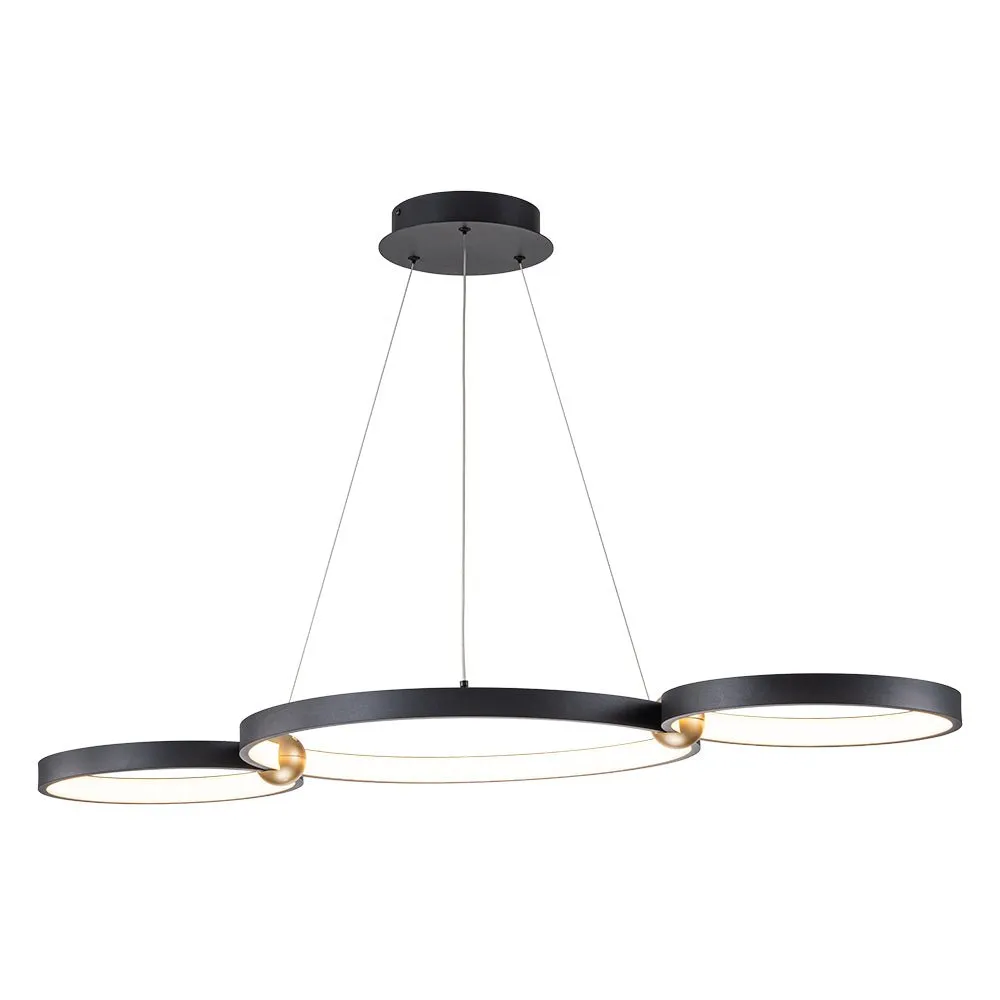 Modern 3-Rings LED Dimmable Linear Chandelier