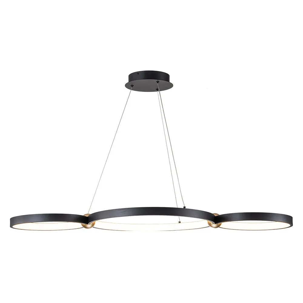 Modern 3-Rings LED Dimmable Linear Chandelier