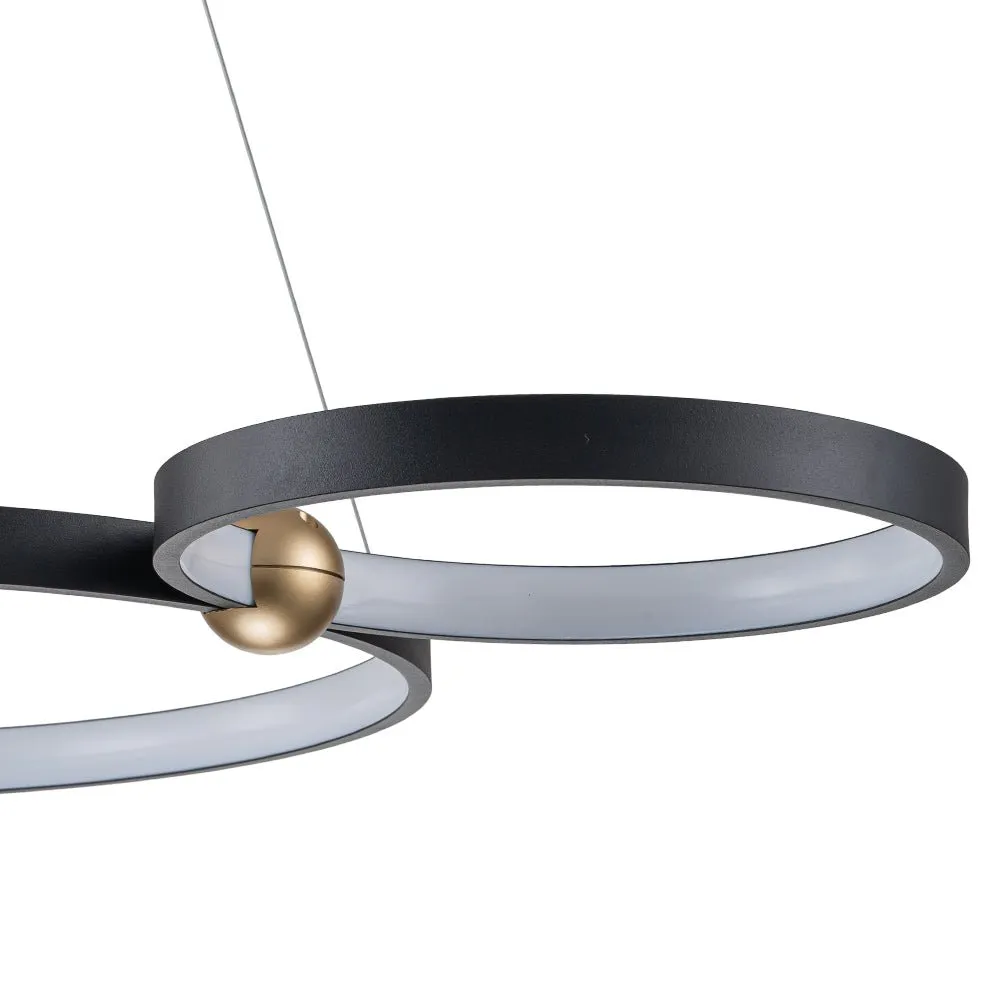 Modern 3-Rings LED Dimmable Linear Chandelier