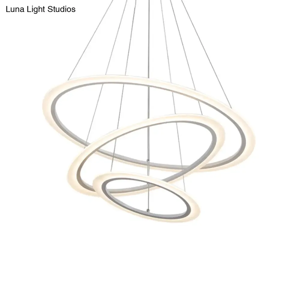 Modern Chandelier with Acrylic Shade - Contemporary Pendant Light, Warm/White Illumination