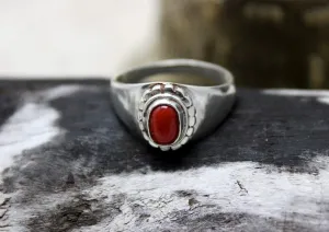 Modern Oval Coral Ring