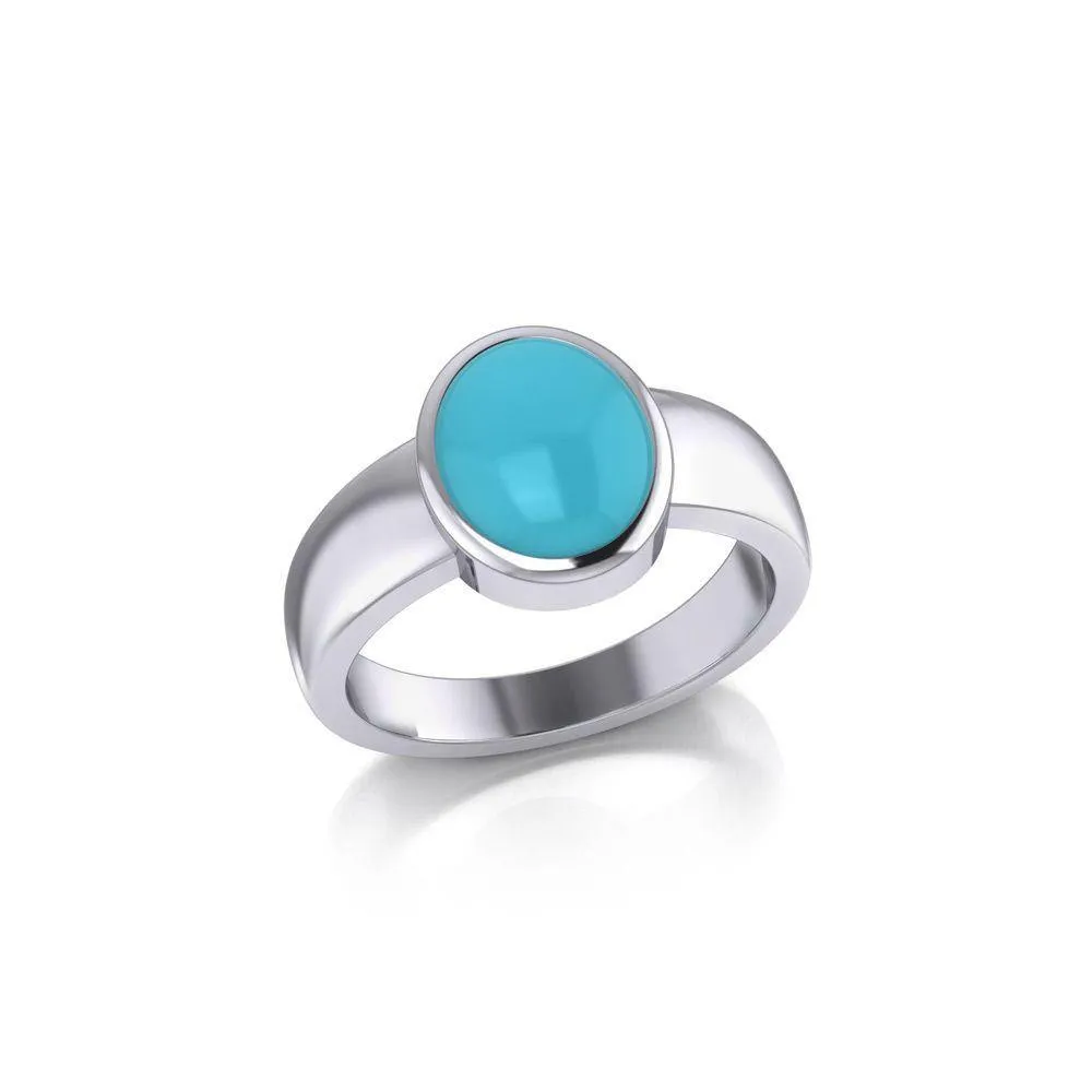 Modern Round Shape Inlaid Silver Ring TR3832