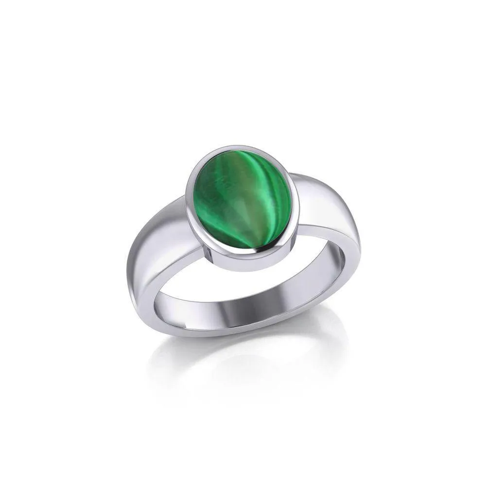 Modern Round Shape Inlaid Silver Ring TR3832