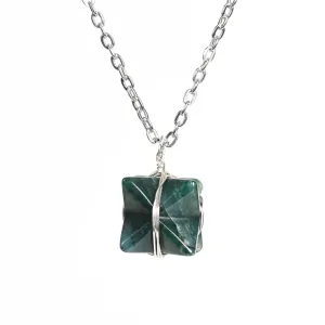 Moss Agate Merkaba Crystal Necklace - Balance & Abundance