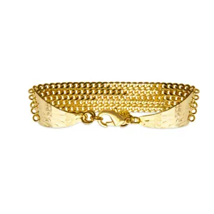Multi Curb Strand Hammered Triangle Ends Bracelet