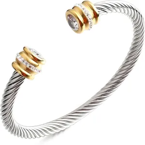 Multi Twisted Cable Wire Cross Bracelet For Women Men Classic Stainless Steel Fashion Stackable OPen Bangle Open Cuff Bangles Vintage Jewelry With Gemstone