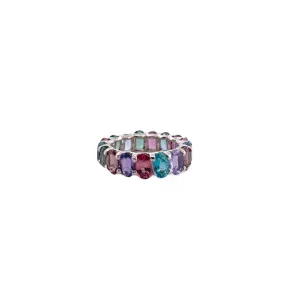 Multicolored Natural No Heat Sapphires Platinum Ring