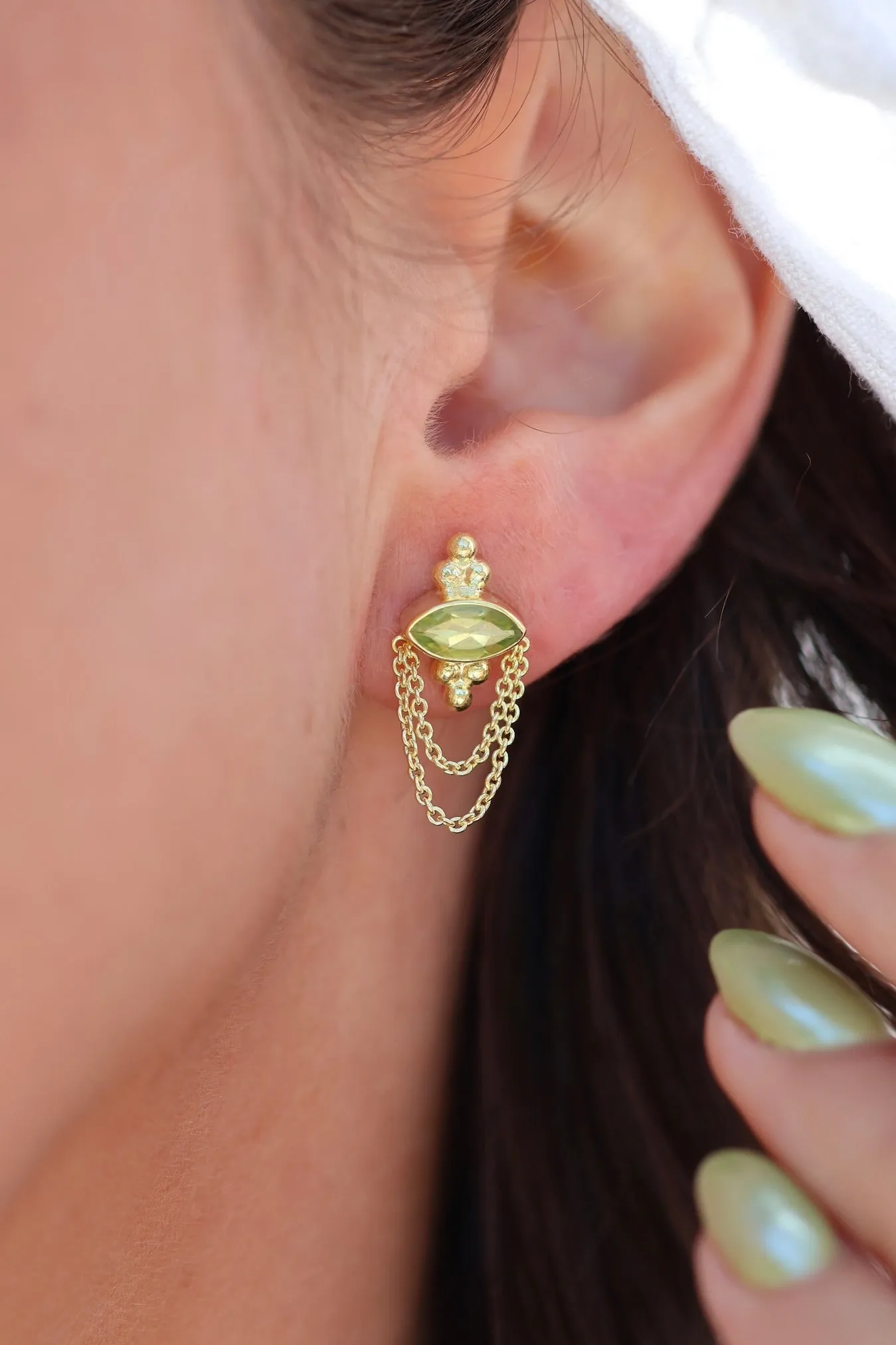 Natalia Gold Peridot Studs Earrings