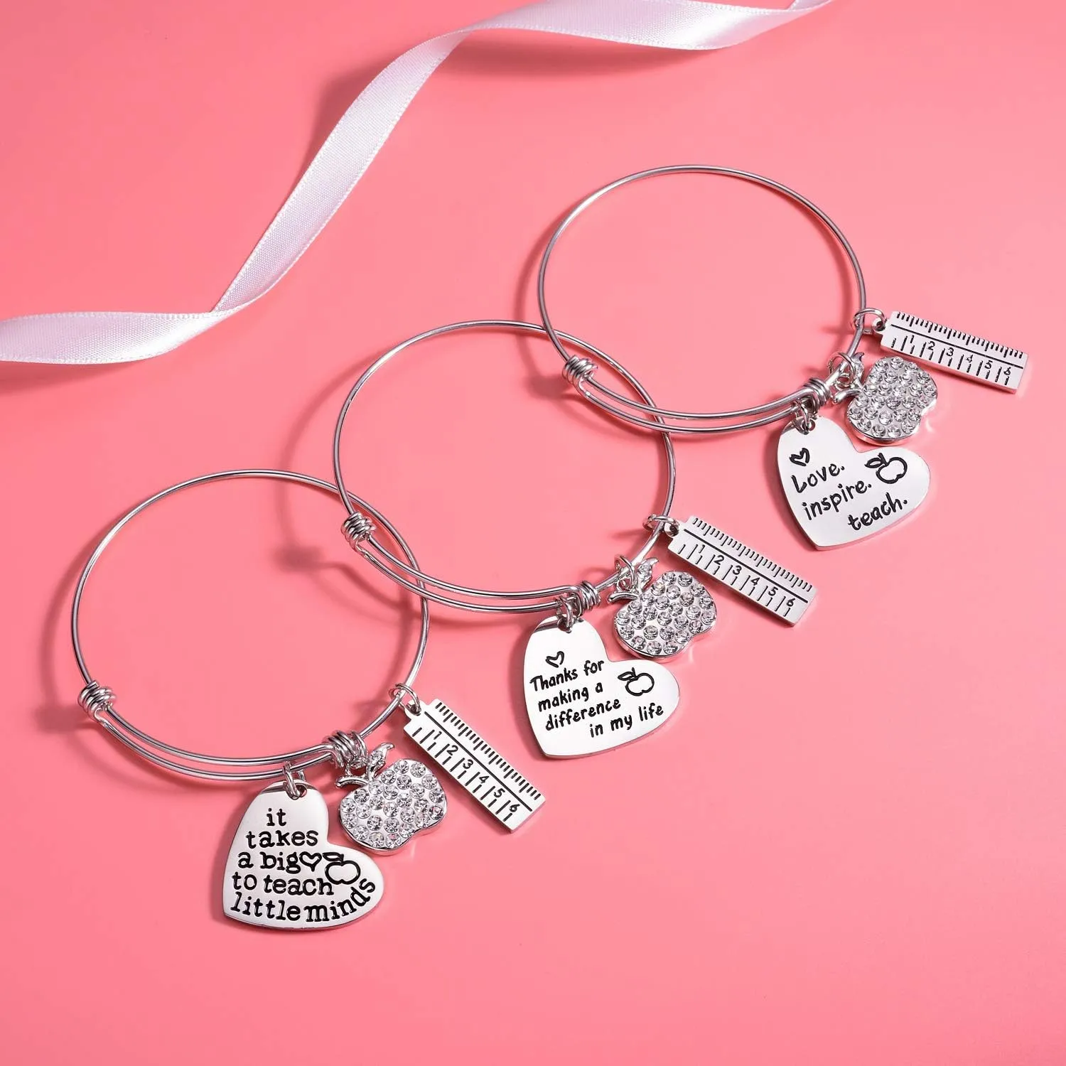 Nzztont Pack Of 3 Teacher Bangles Gifts For Teacher Open School Gifts For Teachers Thank You Bangle Bracelets