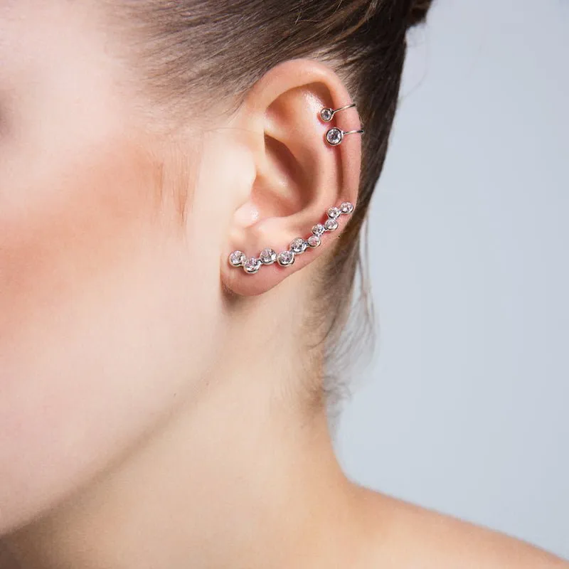 Olivia Dainty Simple Ear Cuff Silver Earrings Set