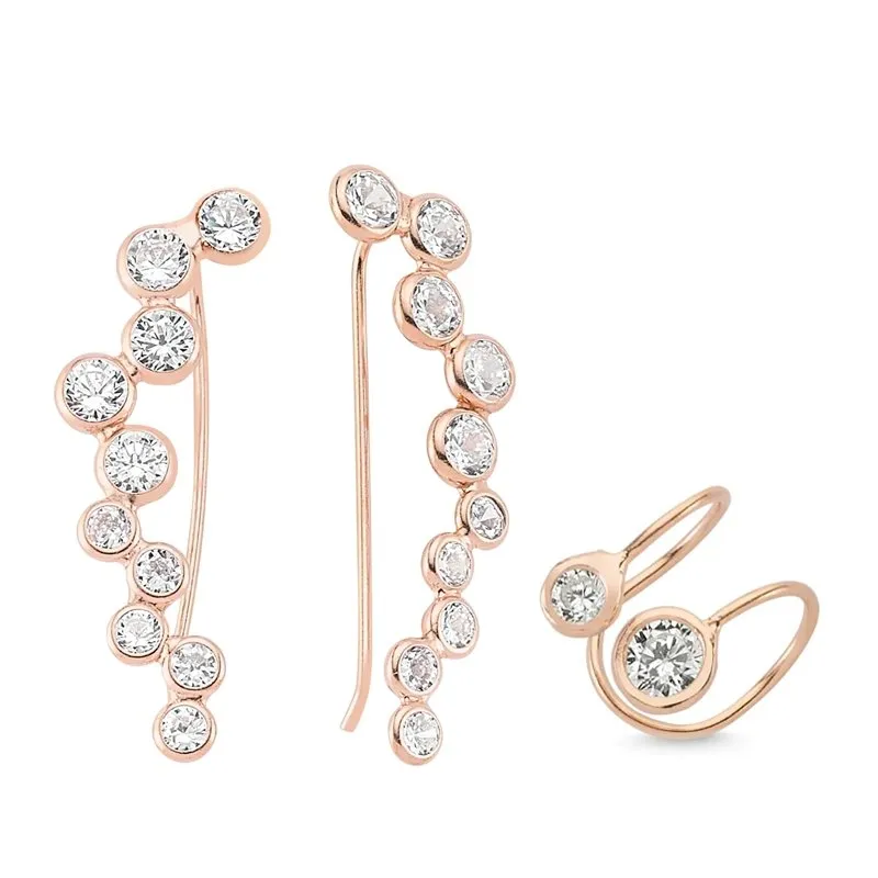 Olivia Dainty Simple Ear Cuff Silver Earrings Set