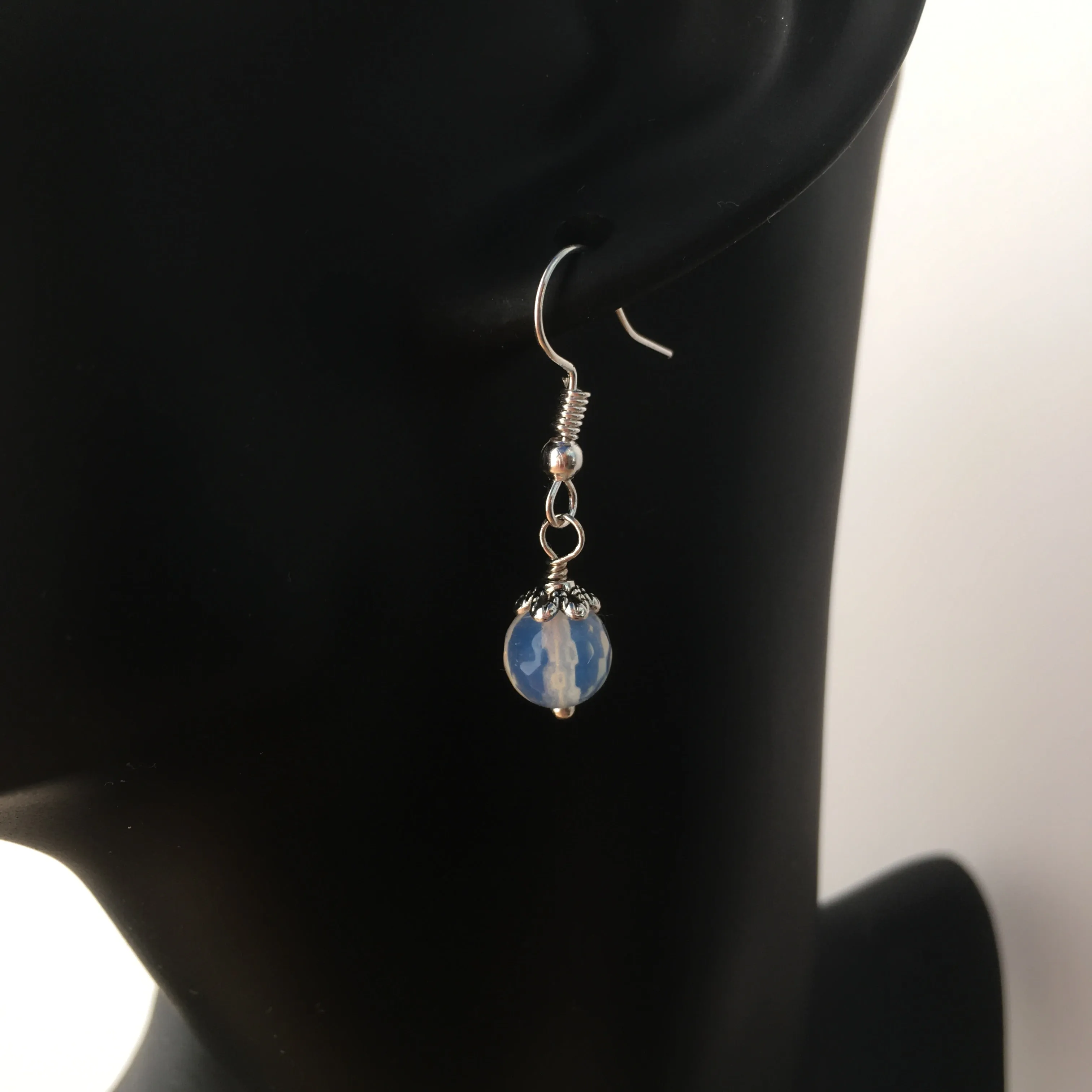 Opalite Simple Drop Earrings - White Drop Earrings