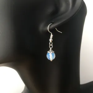 Opalite Simple Drop Earrings - White Drop Earrings