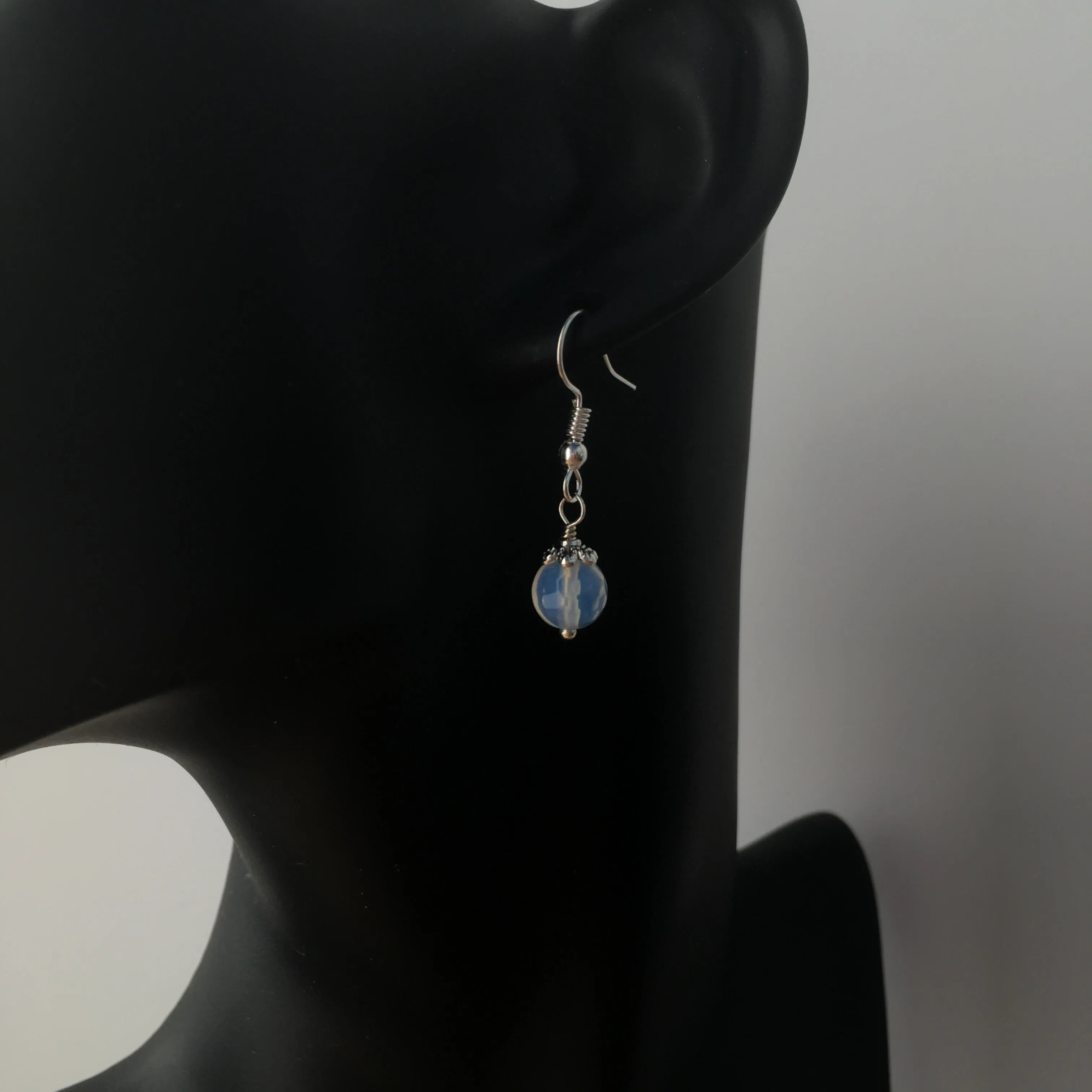 Opalite Simple Drop Earrings - White Drop Earrings