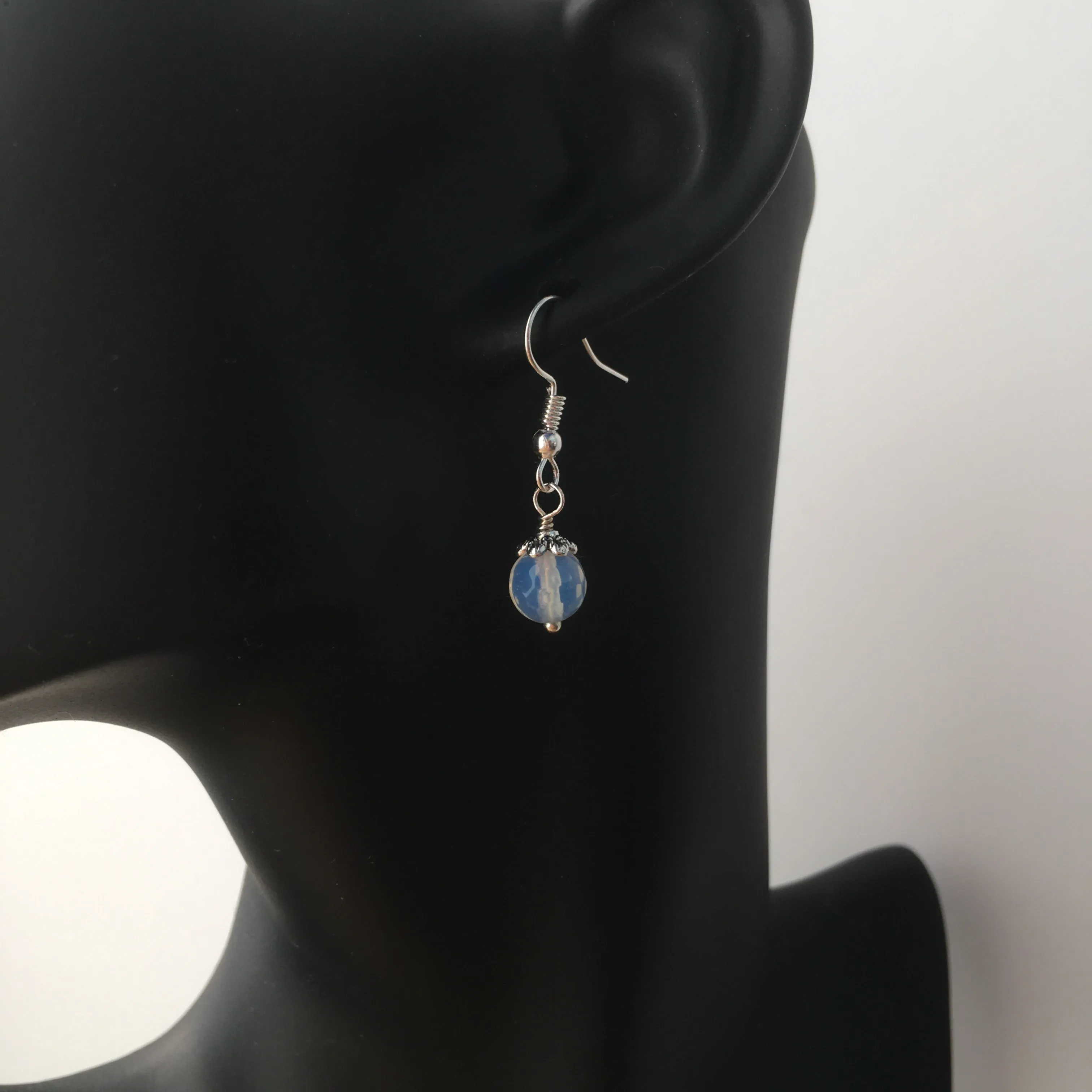 Opalite Simple Drop Earrings - White Drop Earrings