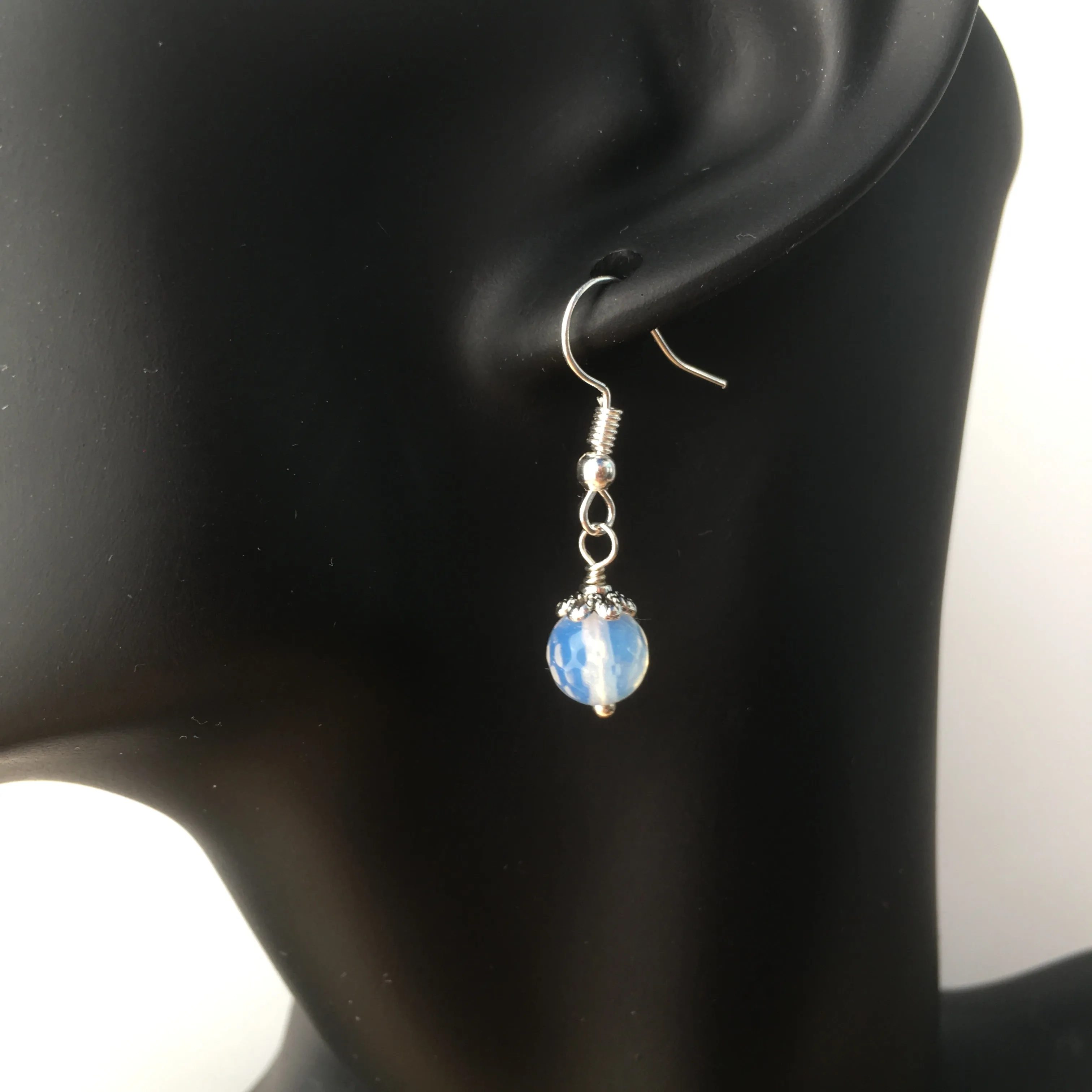 Opalite Simple Drop Earrings - White Drop Earrings