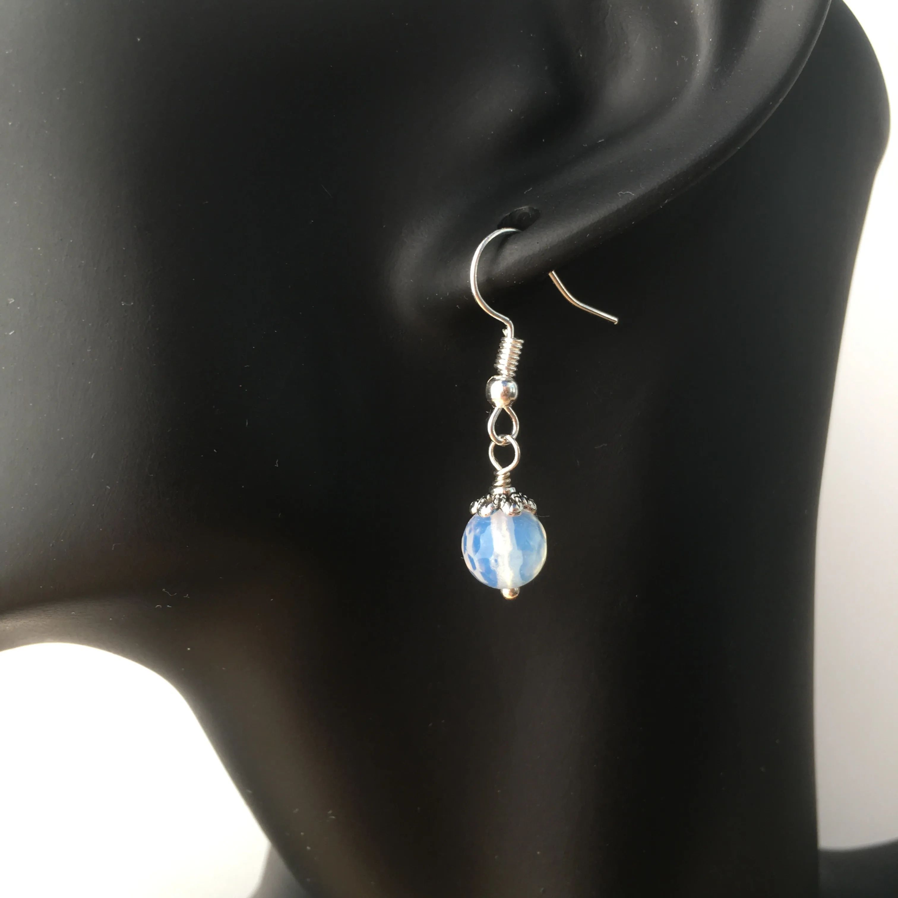 Opalite Simple Drop Earrings - White Drop Earrings