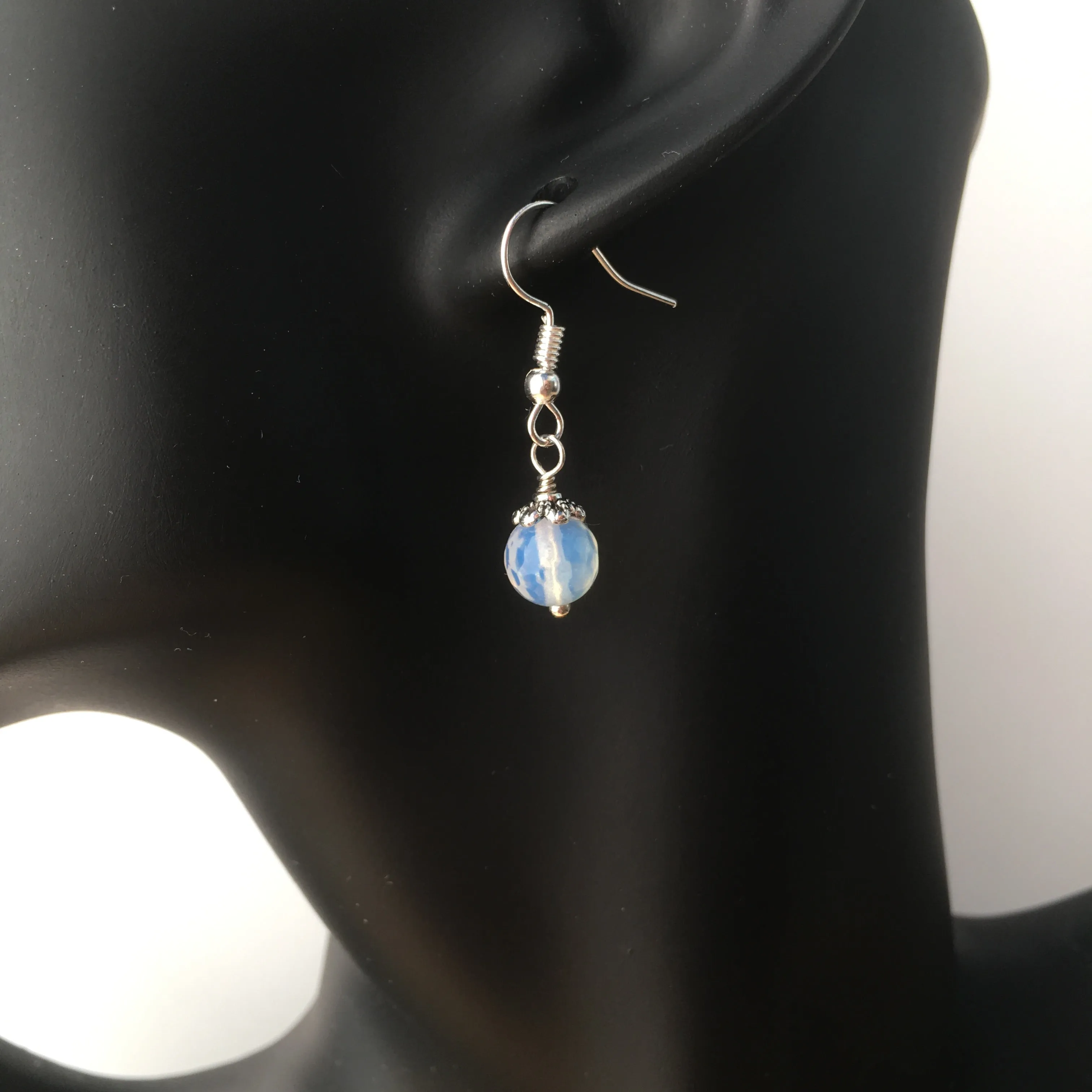 Opalite Simple Drop Earrings - White Drop Earrings