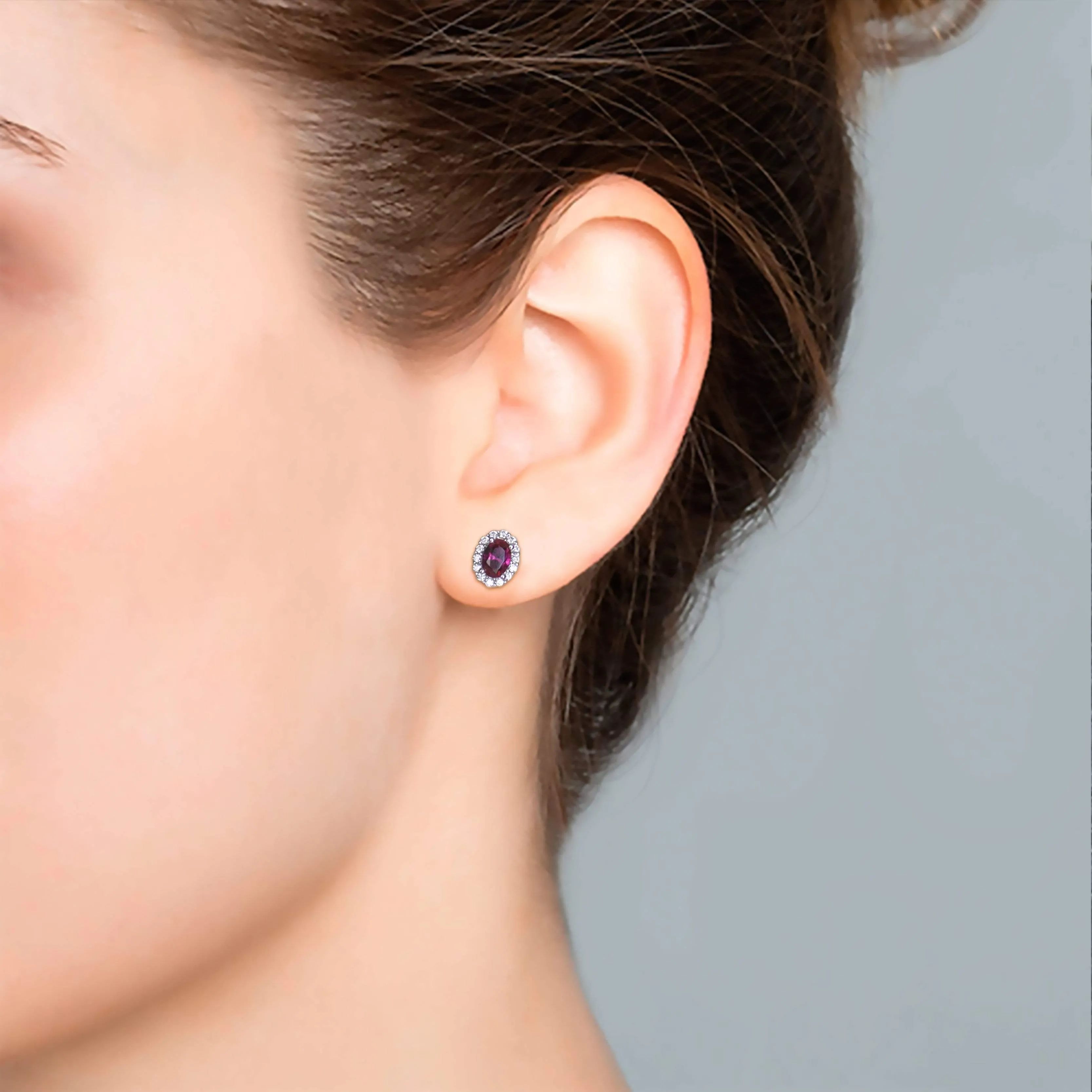 Opulence Studs Sterling Silver & Ruby Stone