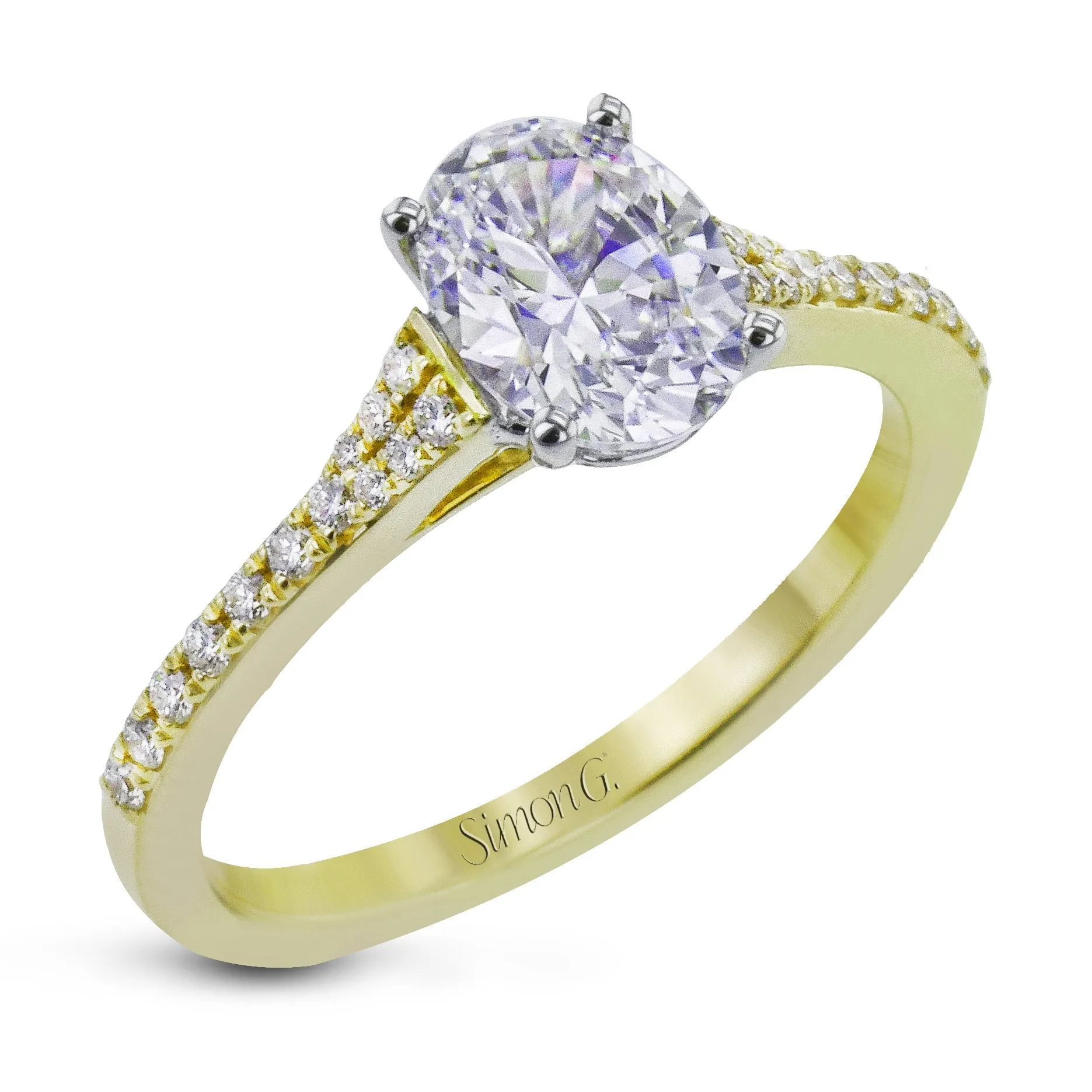 Oval-Cut Engagement Ring In 18k Gold With Diamonds