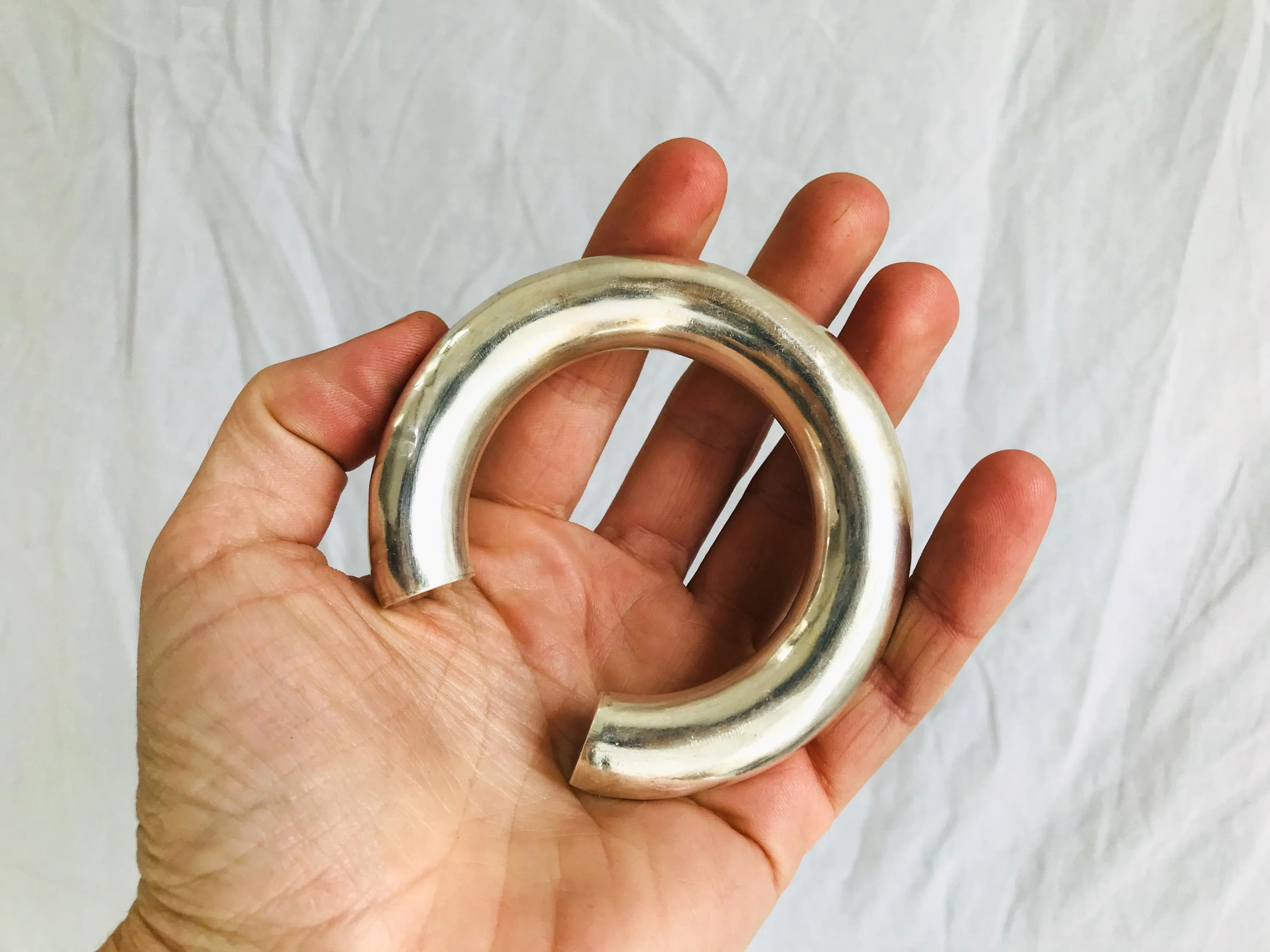 PAIR Karen  Silver Bangles.  Karen Hill Tribe of Thailand. Sterling silver