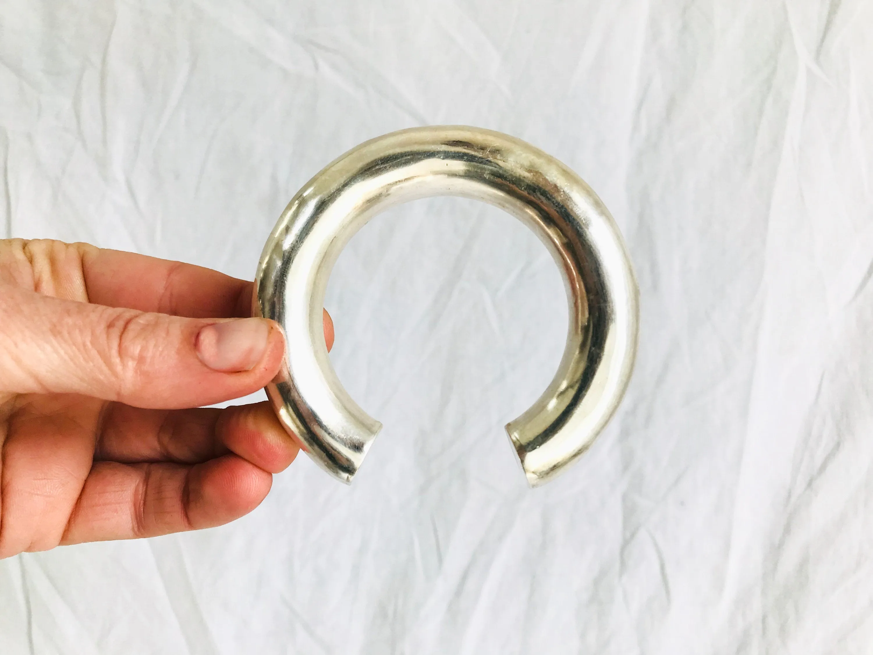 PAIR Karen  Silver Bangles.  Karen Hill Tribe of Thailand. Sterling silver