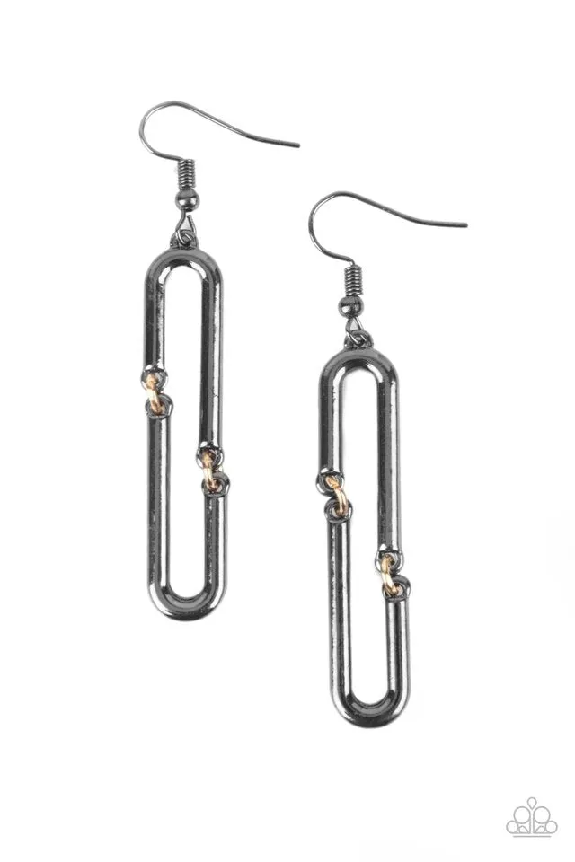 Paparazzi Earring ~ Linked and Synced - Black