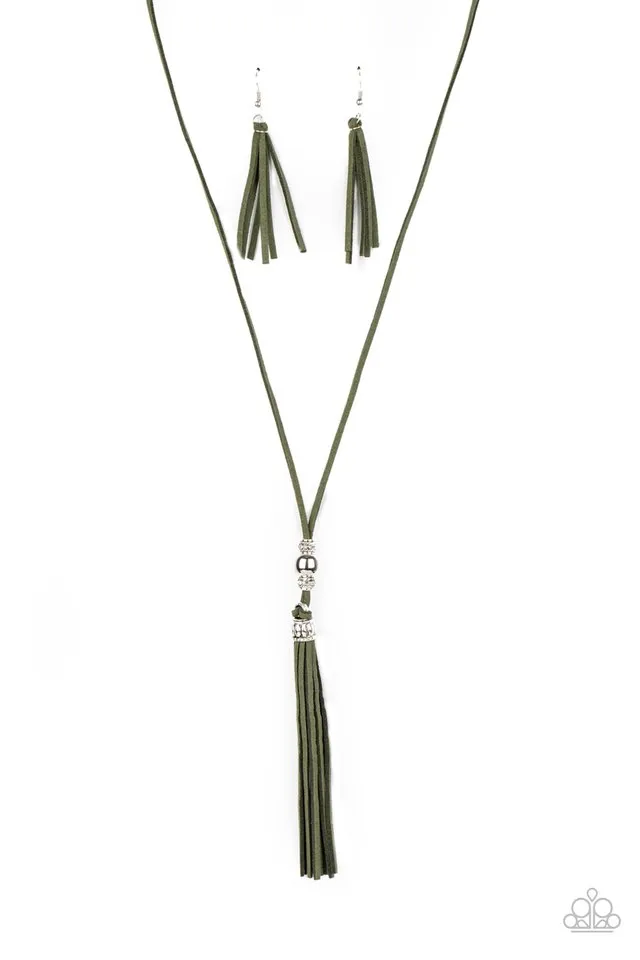 Paparazzi Necklace ~ Hold My Tassel - Green