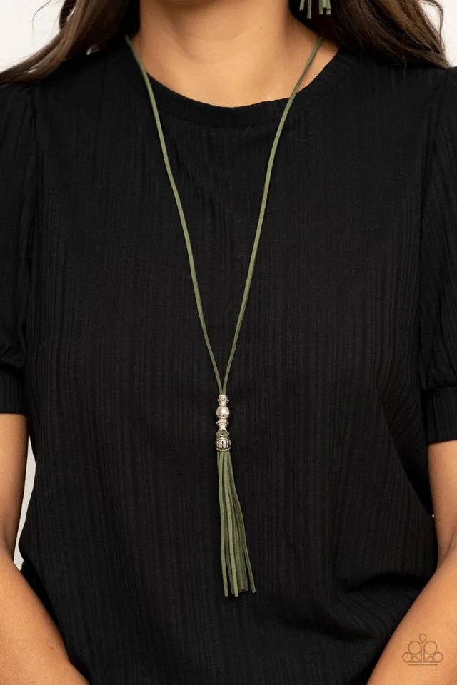 Paparazzi Necklace ~ Hold My Tassel - Green