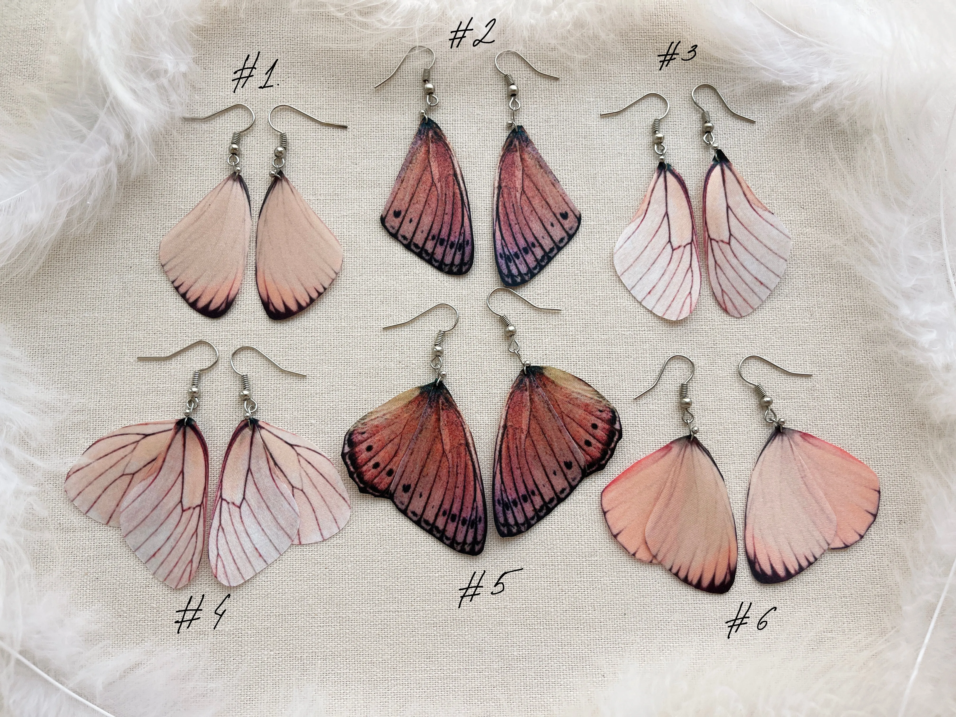 Pastel Pink Earrings with Faux Butterfly Wings Handmade of Silk Cute Gift For Anyone Who Love Butterflies