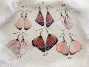 Pastel Pink Earrings with Faux Butterfly Wings Handmade of Silk Cute Gift For Anyone Who Love Butterflies
