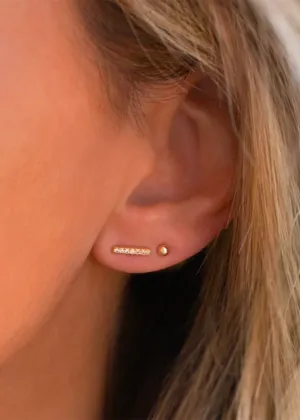 Pave Bar Studs | Gold CZ