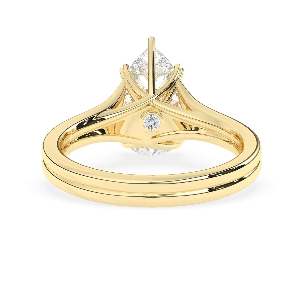 Pear Solitaire Double Prong Split Shank Engagement Ring