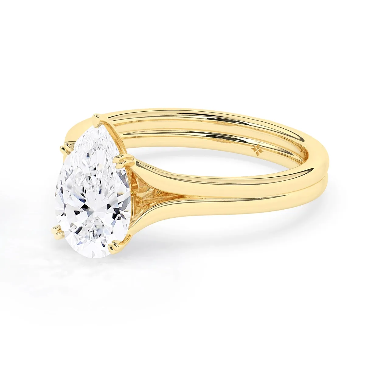 Pear Solitaire Double Prong Split Shank Engagement Ring
