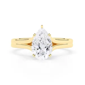 Pear Solitaire Double Prong Split Shank Engagement Ring