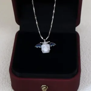 Pearl Skull Bat Melon Seed Chain Necklace