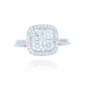 Platinum 1.00ct Diamond Cluster Ring