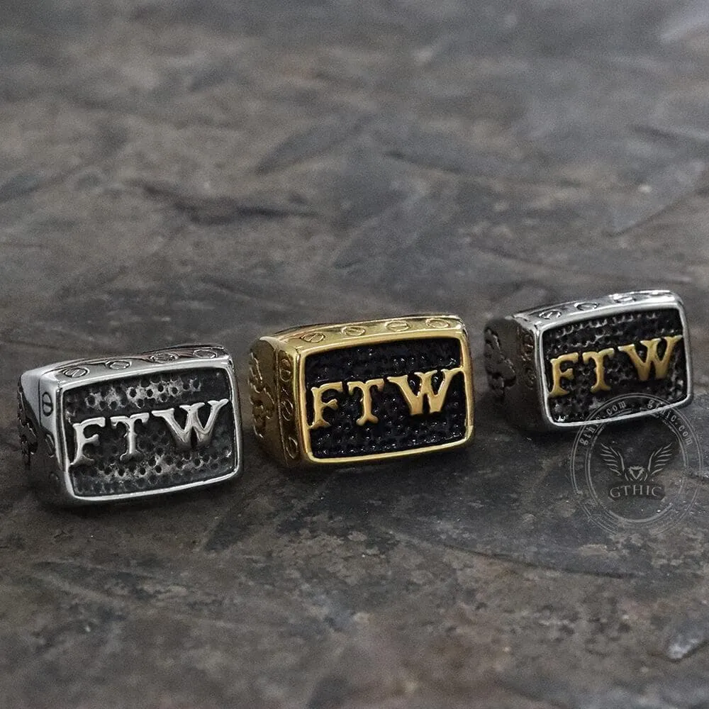 Punk FTW Letters Stainless Steel Biker Ring