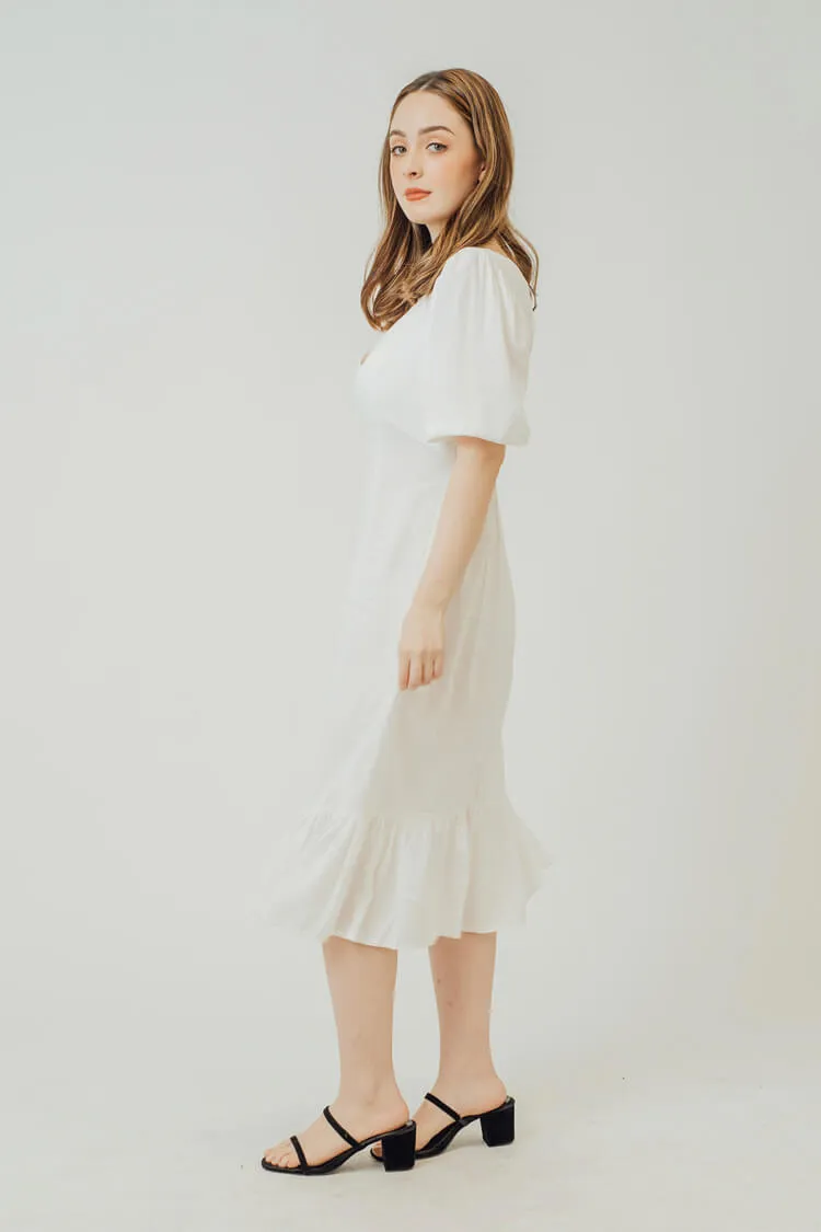 Rebekah V-Neck Ruffle Hem Dress