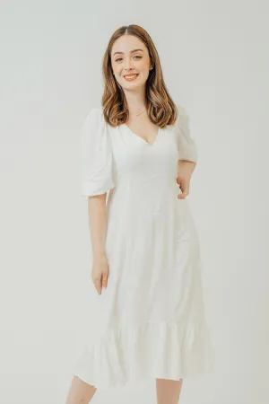 Rebekah V-Neck Ruffle Hem Dress