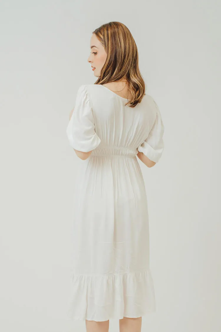 Rebekah V-Neck Ruffle Hem Dress