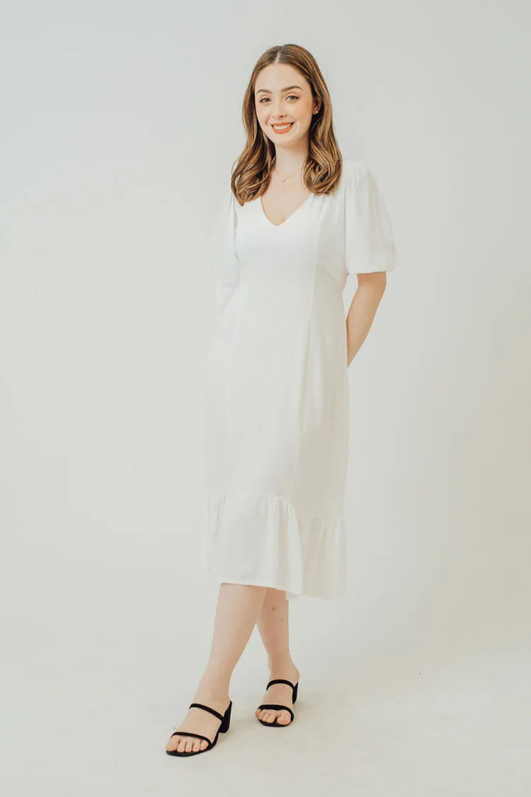 Rebekah V-Neck Ruffle Hem Dress