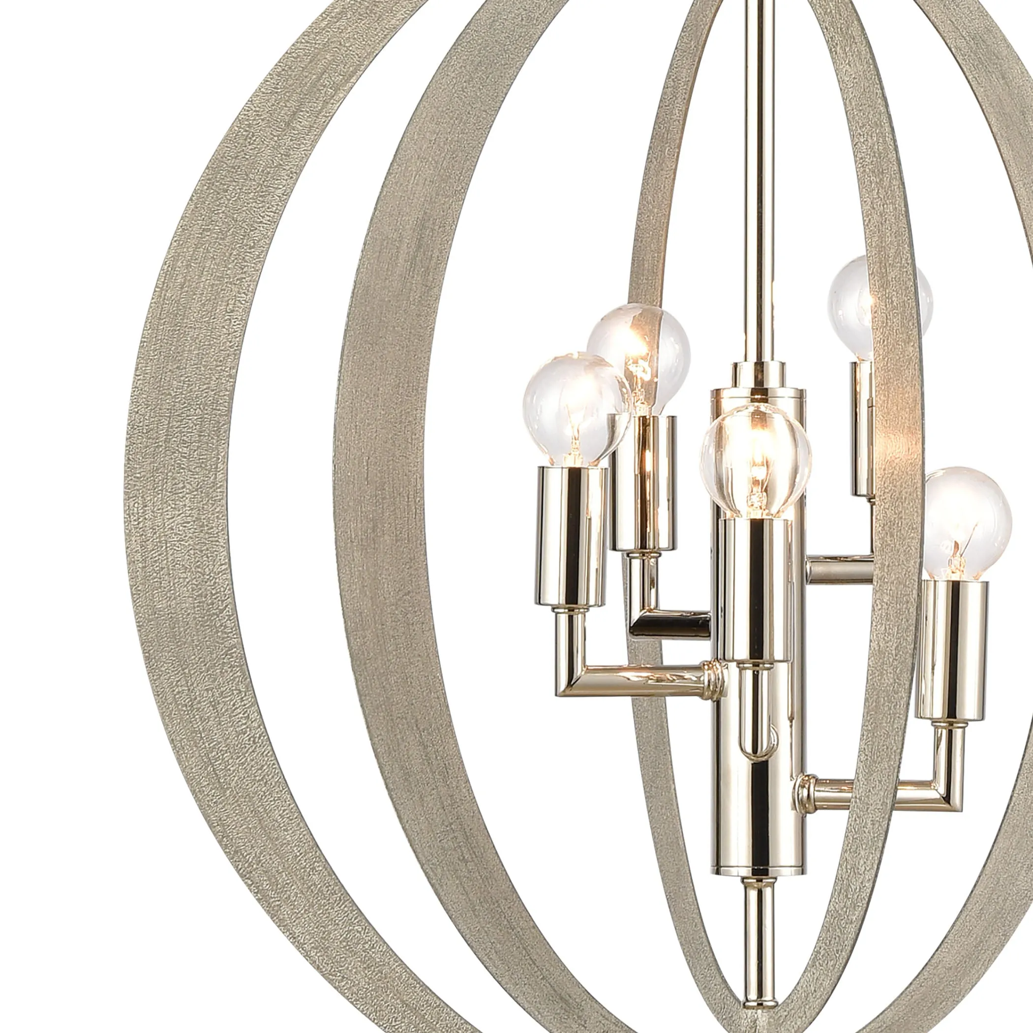 Retro Wings 19" 5 Light Chandelier in Sandy Beechwood