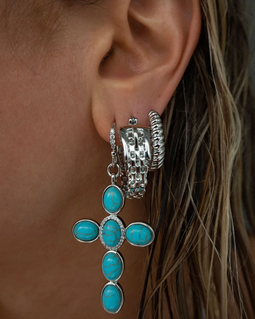 Ridged Marbella Hoops- Silver
