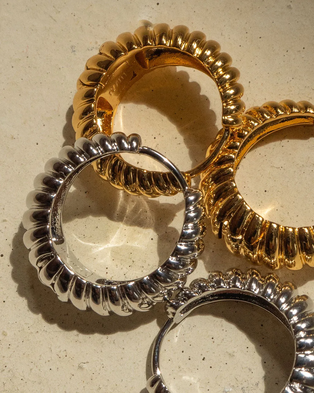 Ridged Marbella Hoops- Silver