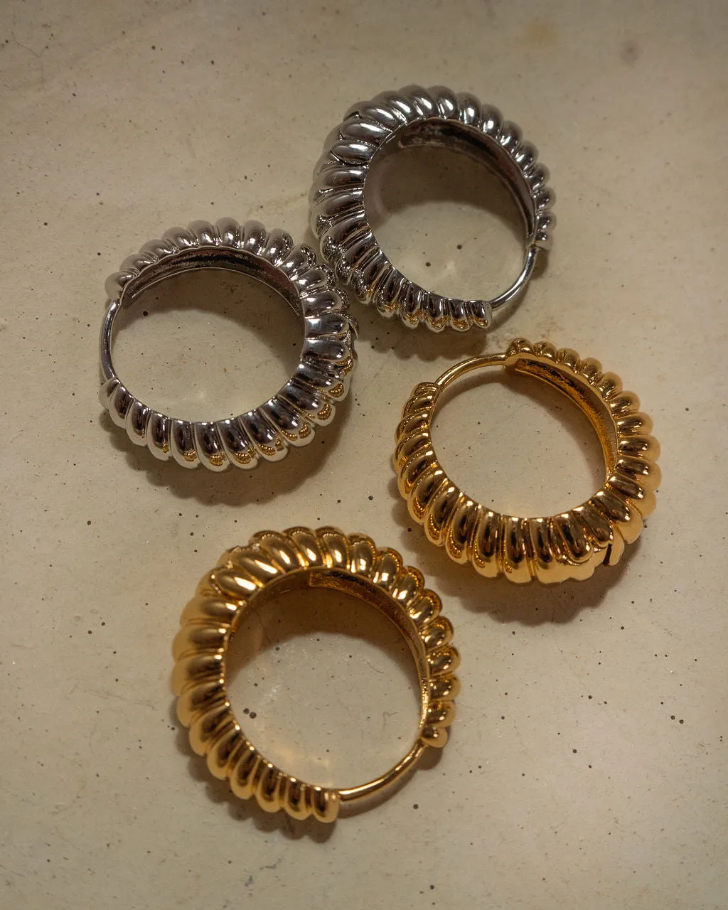 Ridged Marbella Hoops- Silver
