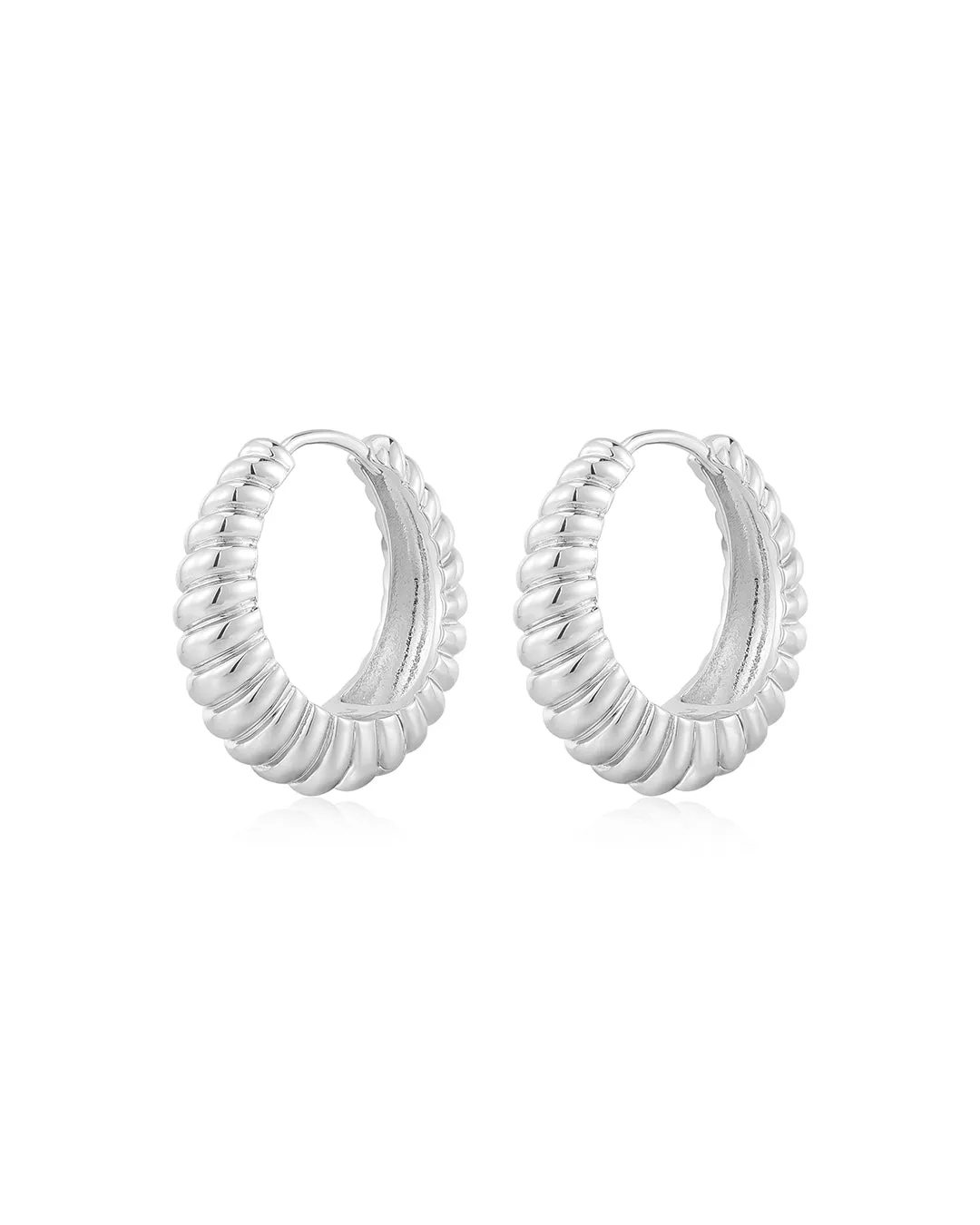 Ridged Marbella Hoops- Silver