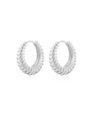Ridged Marbella Hoops- Silver